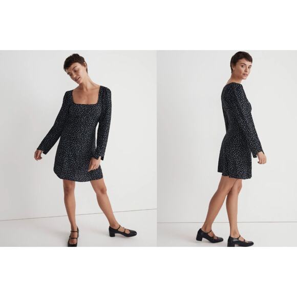 Madewell Seamed Long-Sleeve Mini Dress in Ditsy Floral Size 2 - Picture 1 of 8